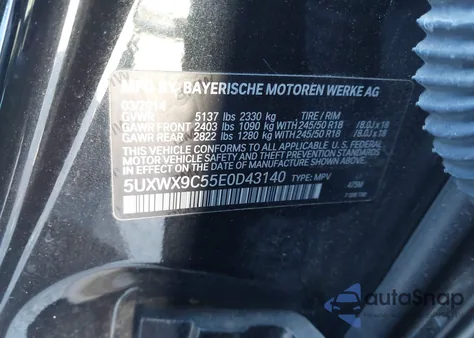 2014 BMW X3 xDrive28I из США, поврежденный, VIN 5UXWX9C55E0D43140